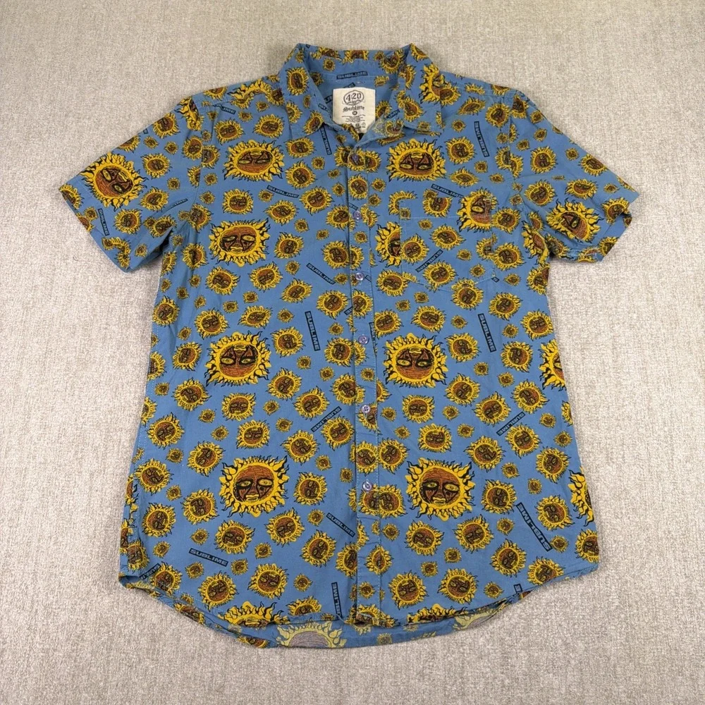 Sublime Shirt Men Sz Medium 4:20 Sun All-Over Print Button Down Short sleeve